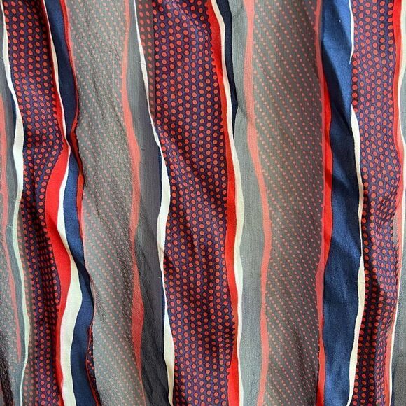 Silk Red Black White & Blue Long Sheer Scarf - Picture 2 of 4